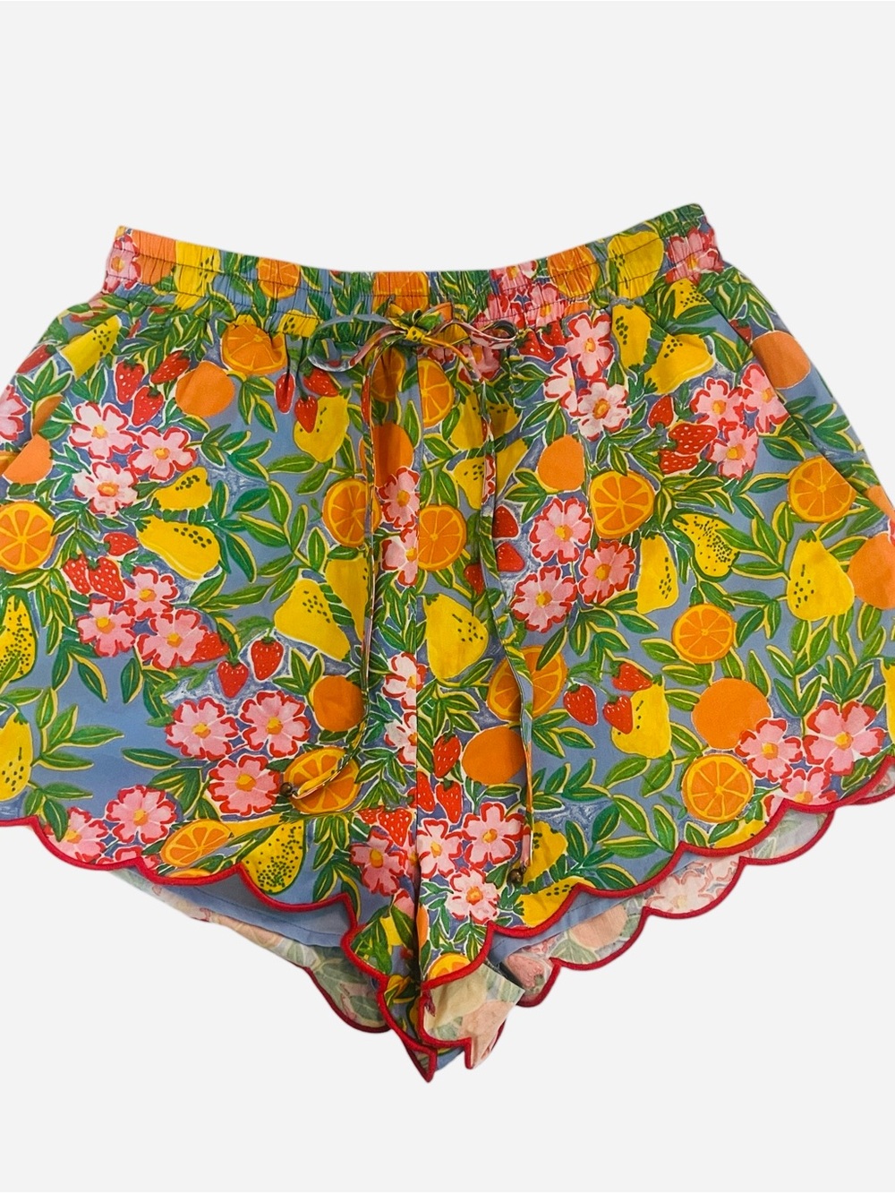 Floral Citrus Summer Garden Scallop-Edge Women's Shorts - Multicolor